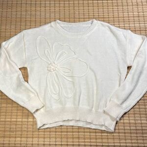 Crew Neck Cropped Knit Sweater, NEW